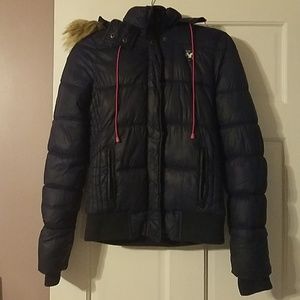 Size small dark blue American eagle puffer coat